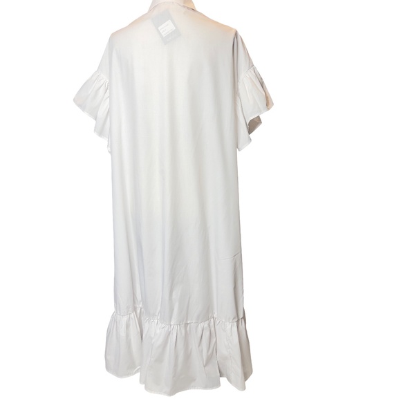 # A230   Nancy  Resort Chic  White Sequin Floral   Shirt Dress  NWT  S - Picture 3 of 8